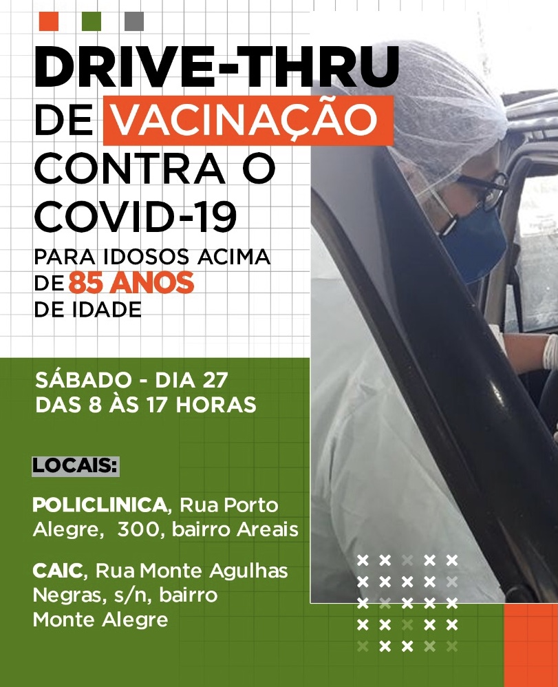 Em Camboriú idosos com 85 anos ou mais serão vacinados em drive-thru