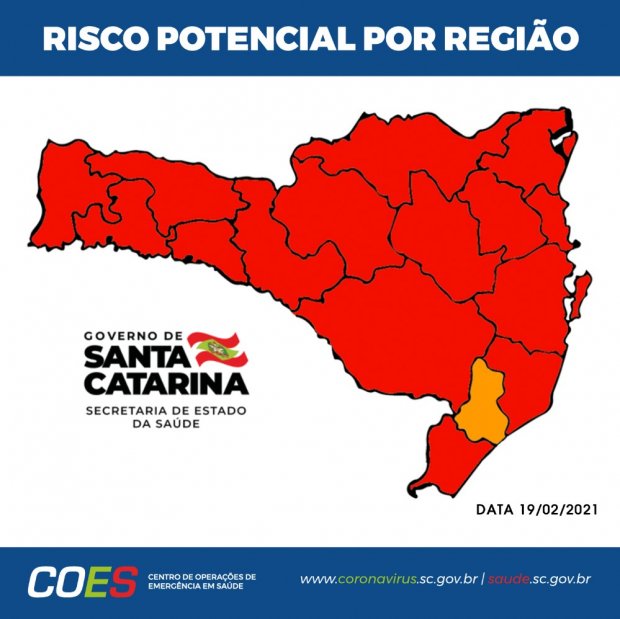 Mapa de risco: Região carbonífera em situação grave demais regiões do estado permanecem em estado gravíssimo
