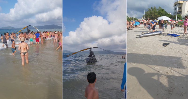 Helicóptero cai no mar em Canasvieiras deixando seis vítimas gravemente feridas