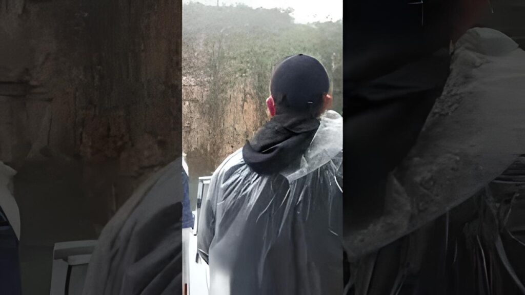 Vídeo mostra momentos antes da rocha cair com turistas sendo orientados a sair do local