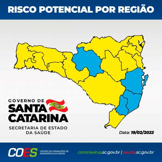 Coronavírus em SC: Mapa aponta 13 regiões no nível alto e quatro no moderado