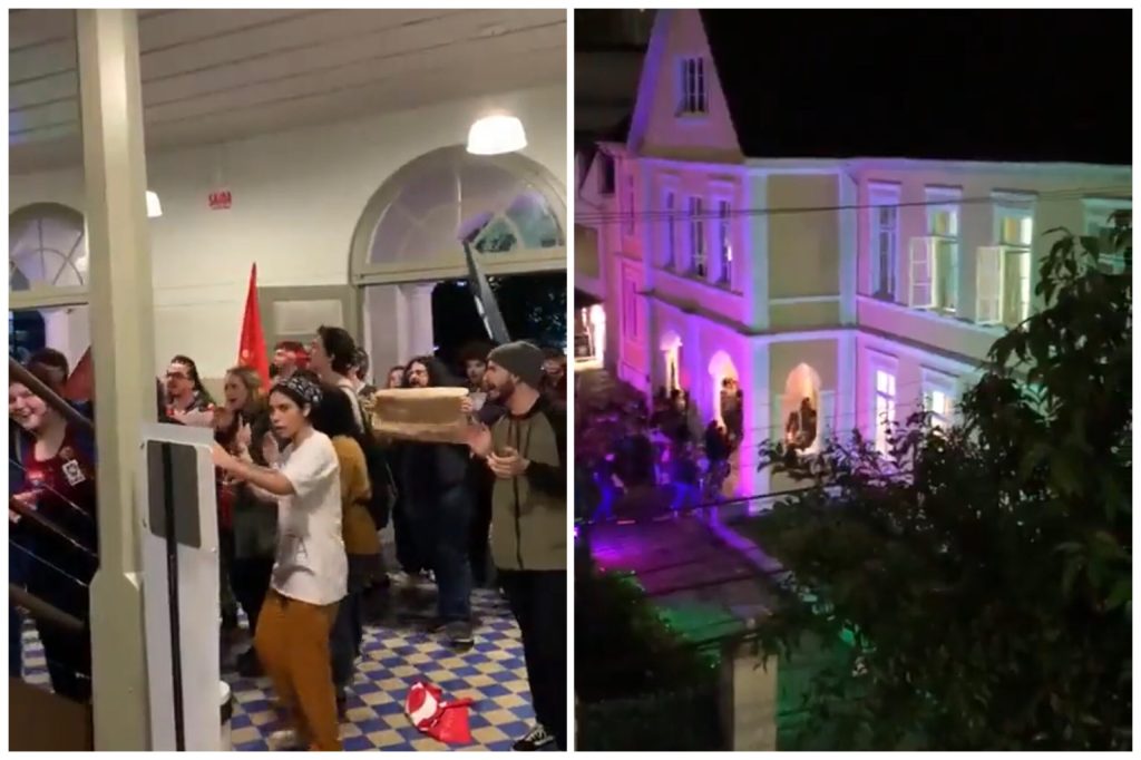 Com bandeiras do PT e da CUT, militantes invadem Igreja Luterana da Paz em Joinville