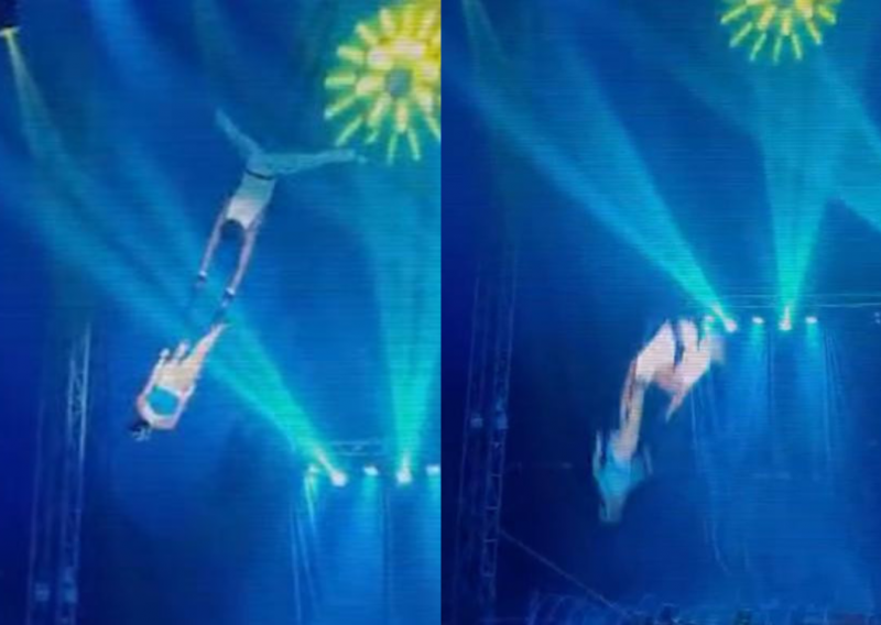 Trapezistas caem durante apresentação em circo em São José