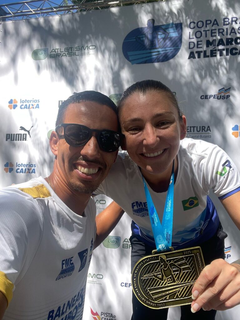 Atletas Diogo Gamboa e Mayara Vicentainer disputam o Pan-Americano de Marcha Atlética