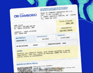 Segunda via da fatura pode ser acessada pelos canais digitais da Águas de Camboriú
